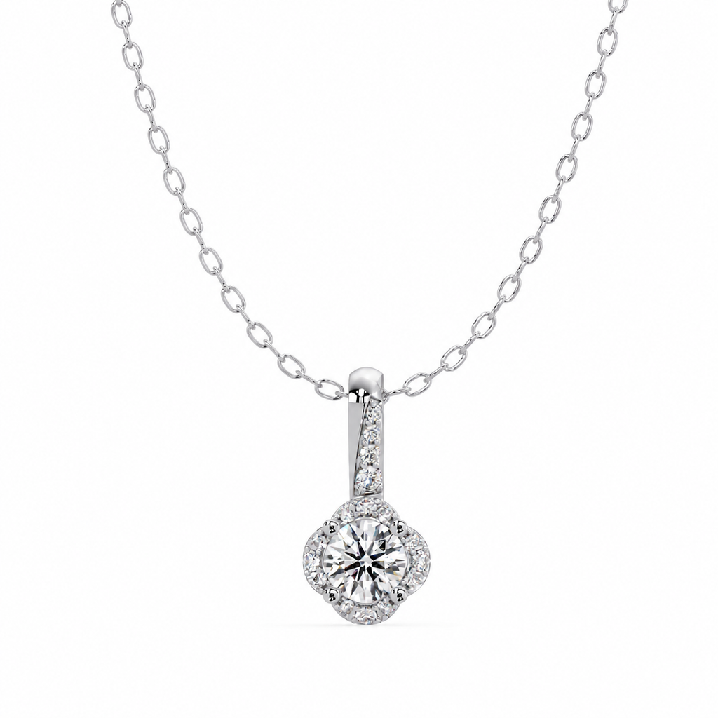 0.42 Carat Lab Grown Diamond Celestial Halo Round Pendant, IGI Certified