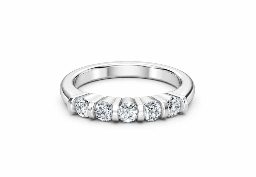 0.50 Carat Lab Grown Diamond 5 Stone Band Ring, IGI Certified
