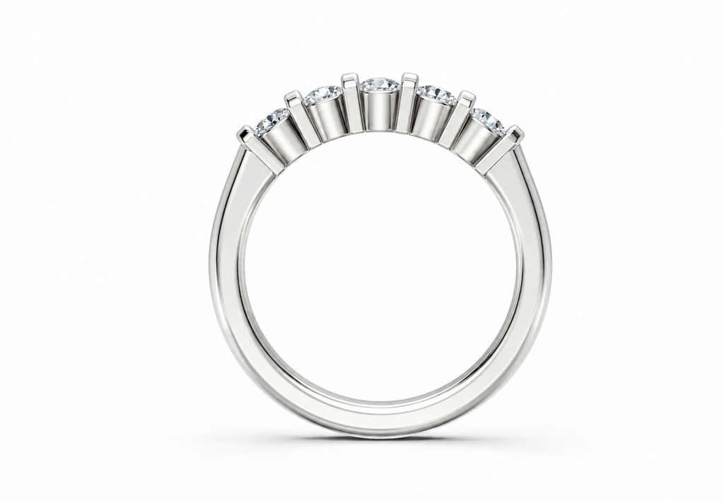 0.50 Carat Lab Grown Diamond 5 Stone Band Ring, IGI Certified