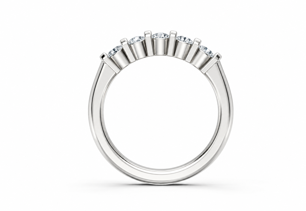 0.50 Carat Lab Grown Diamond 5 Stone Band Ring, IGI Certified