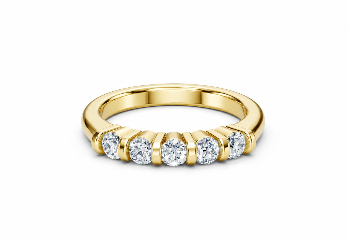 0.50 Carat Lab Grown Diamond 5 Stone Band Ring, IGI Certified