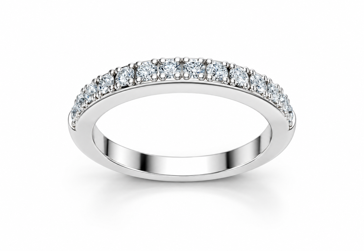 0.50 Carat Lab Grown Diamond Half Eternity Band Ring, IGI Certified