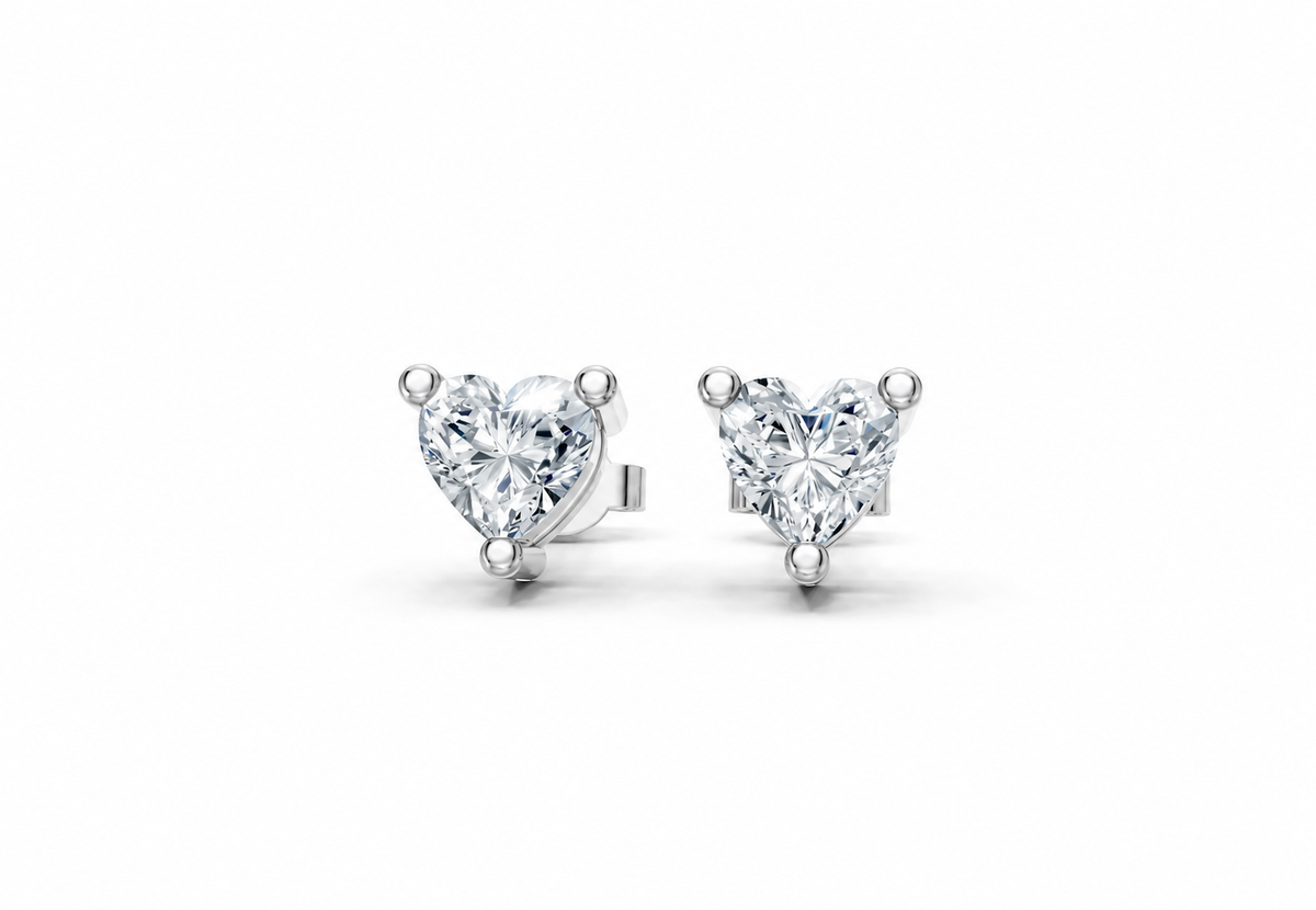 0.50 Carat Lab Grown Diamond Heart Cut Solitaire Earrings, IGI Certified