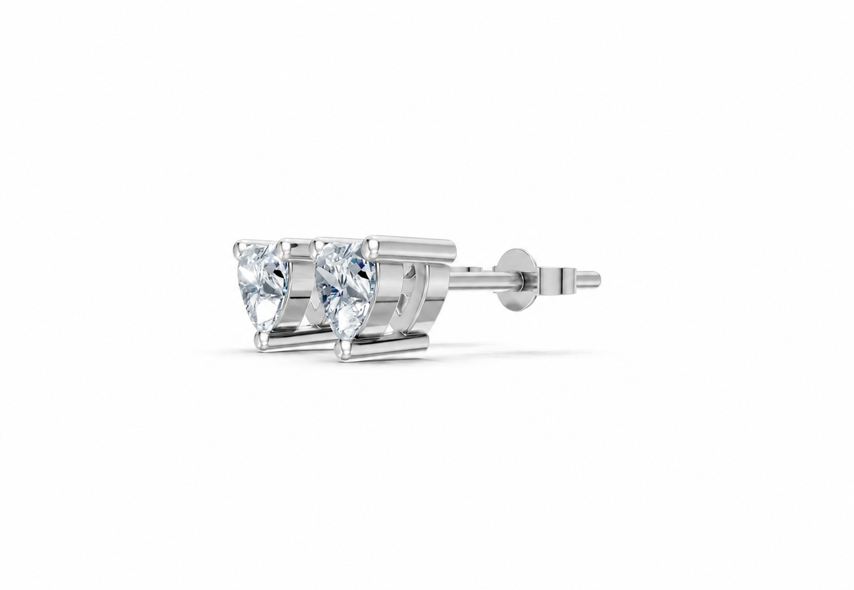 0.50 Carat Lab Grown Diamond Heart Cut Solitaire Earrings, IGI Certified