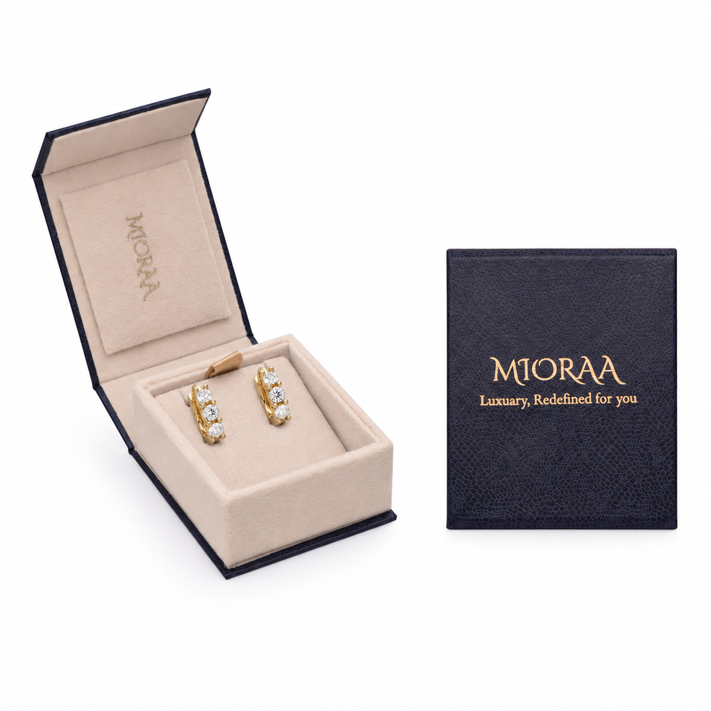 0.61 Carat Lab Grown Diamond Trinity Glow Huggie Hoop Earrings, IGI Certified