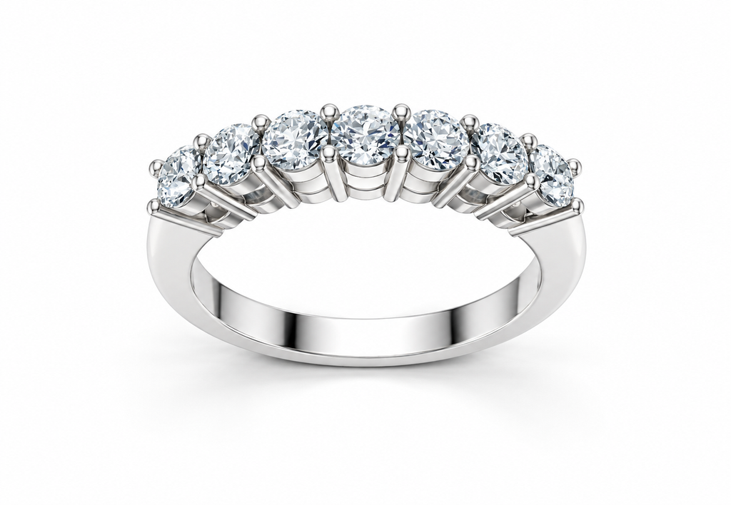 0.75 Carat Lab Grown Diamond 7 Stone Band Ring, IGI Certified