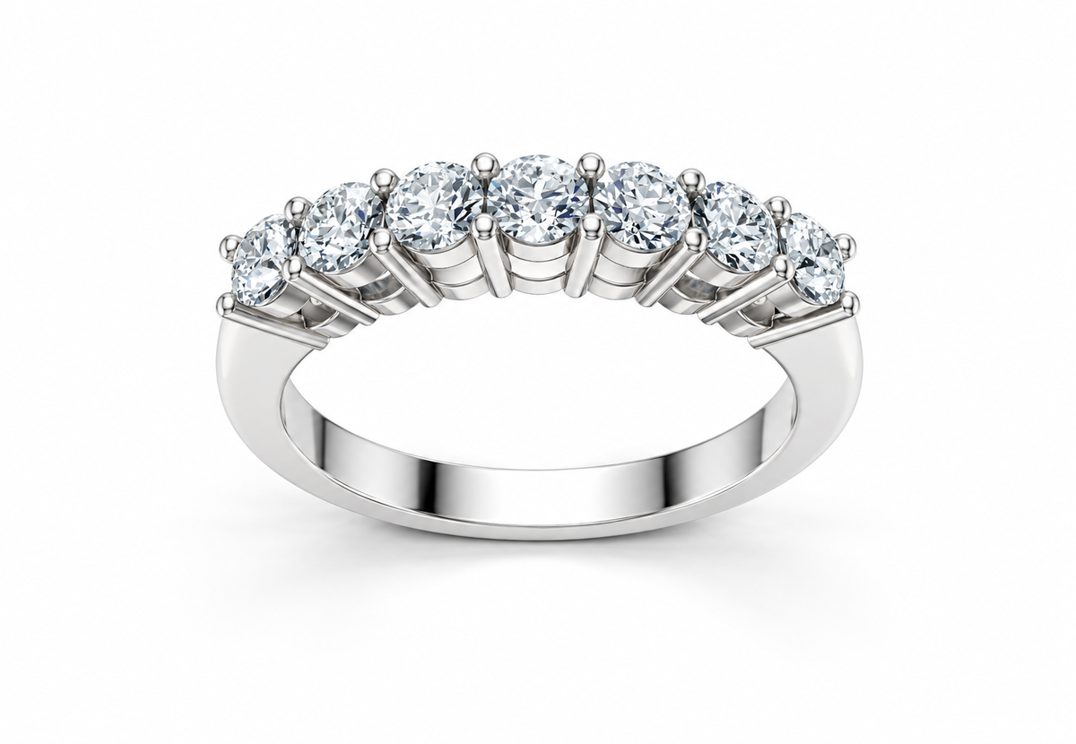 0.75 Carat Lab Grown Diamond 7 Stone Band Ring, IGI Certified