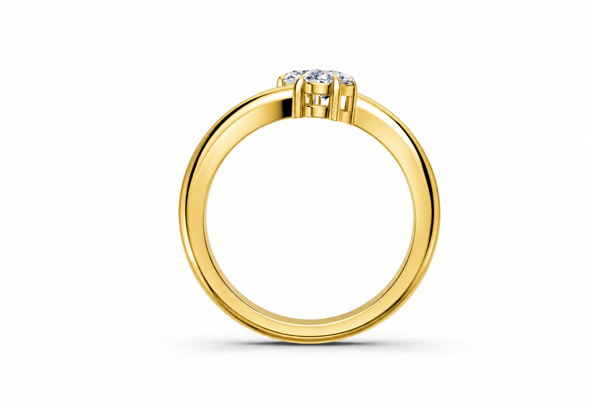 0.75 Carat Lab Grown Diamond Toi et Moi Pear and Oval Ring, IGI Certified