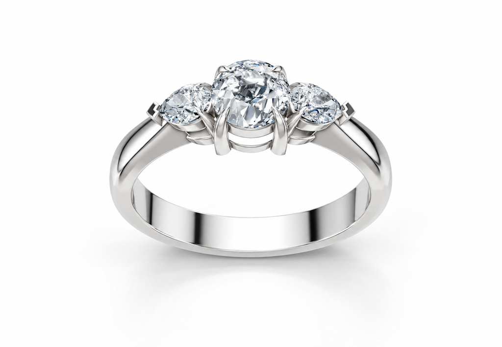 0.75 Carat Lab Grown Diamond Trilogy Ring, IGI Certified