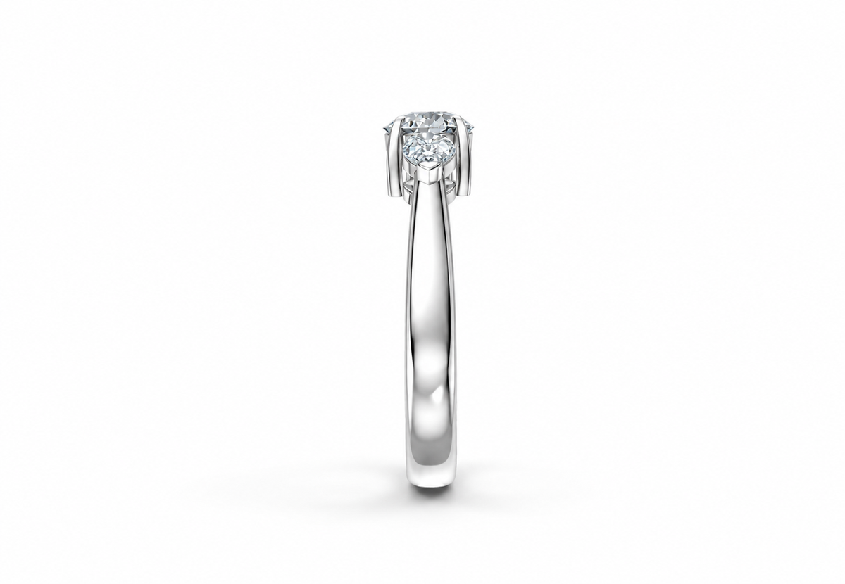 0.75 Carat Lab Grown Diamond Trilogy Ring, IGI Certified