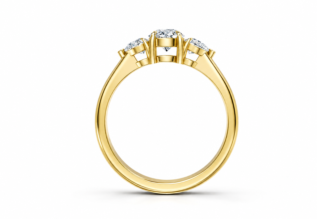 0.75 Carat Lab Grown Diamond Trilogy Ring, IGI Certified