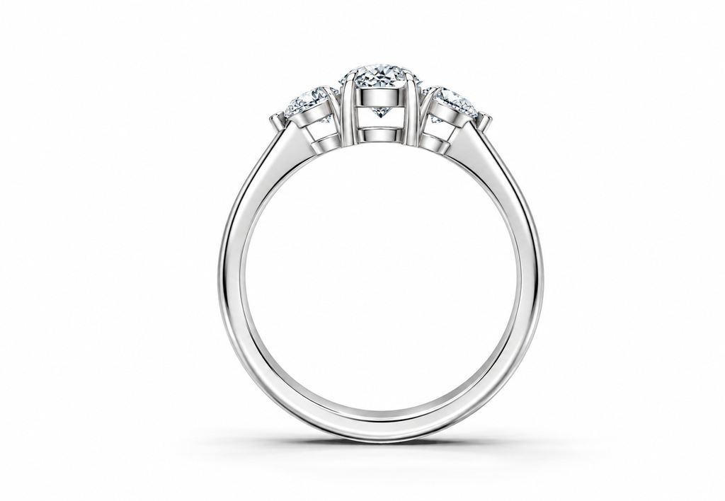 0.75 Carat Lab Grown Diamond Trilogy Ring, IGI Certified