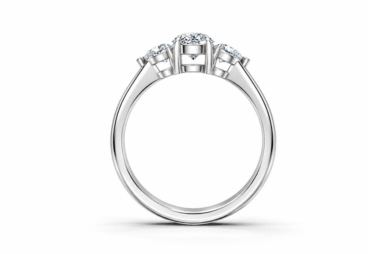 0.75 Carat Lab Grown Diamond Trilogy Ring, IGI Certified