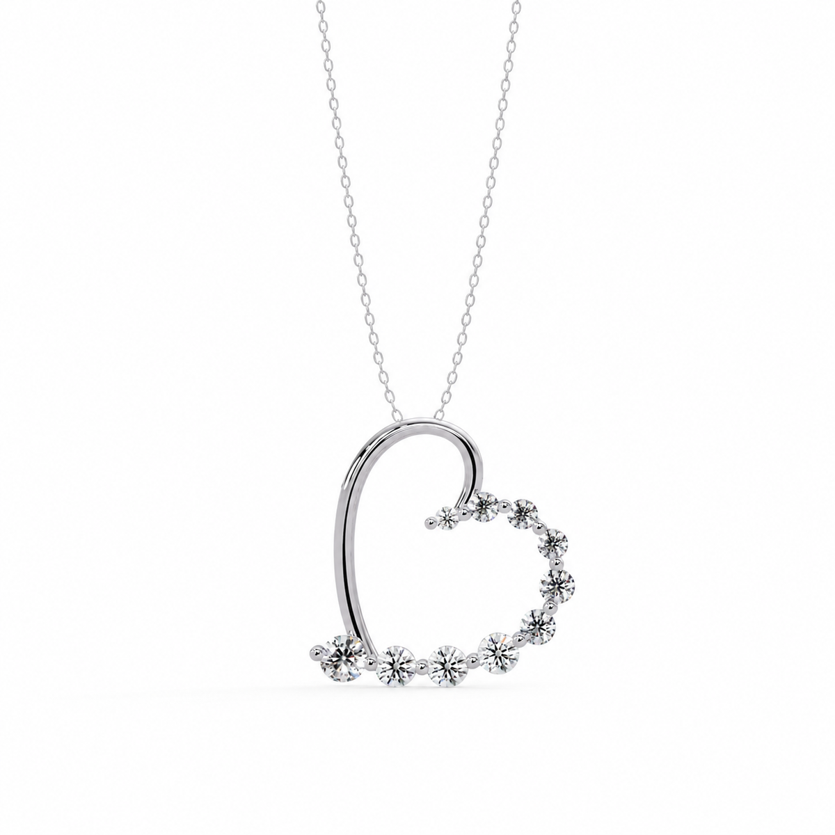 1.01 Carat Lab Grown Diamond Graduated Heart Pendant, IGI Certified