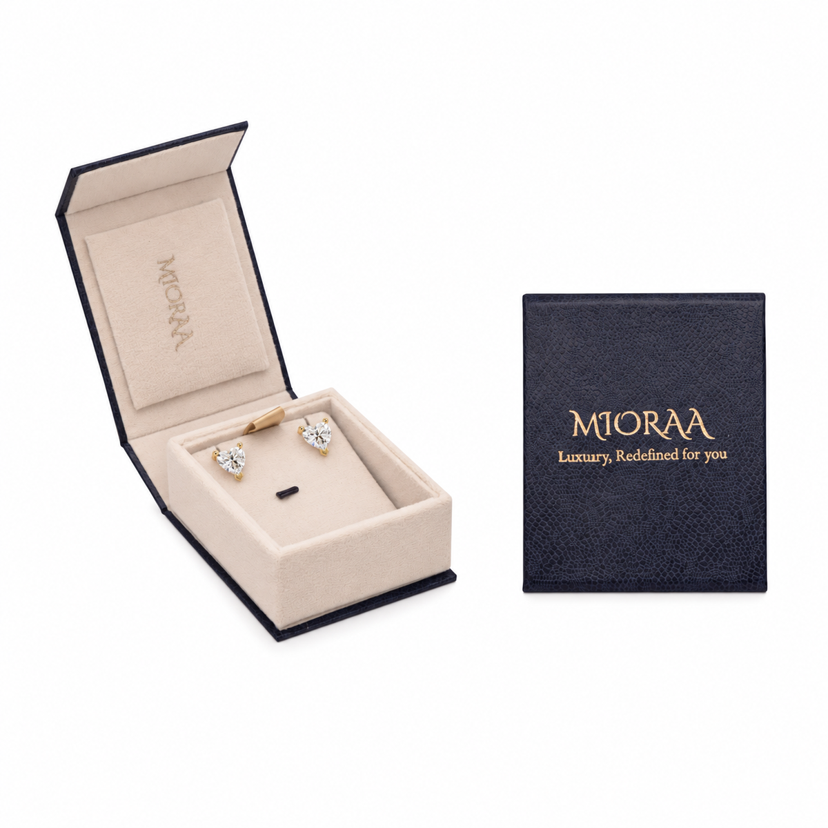 1.25 Carat Lab Grown Diamond Heart Solitaire Stud Earrings, IGI Certified