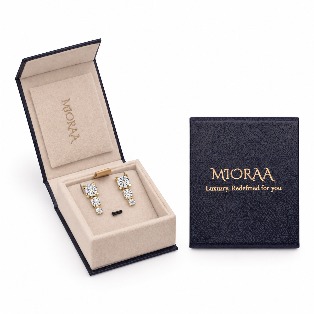 1.50 Carat Lab Grown Diamond Graduated Three-Stone Drop Earrings, IGI Certified