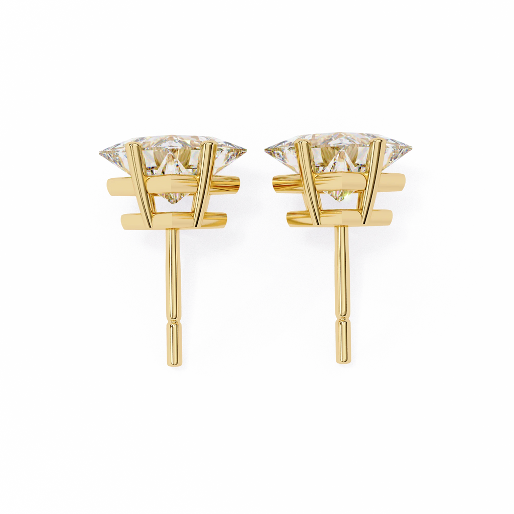 Architectural Princess Cut Diamond Solitaire Studs in 9k/18k Gold