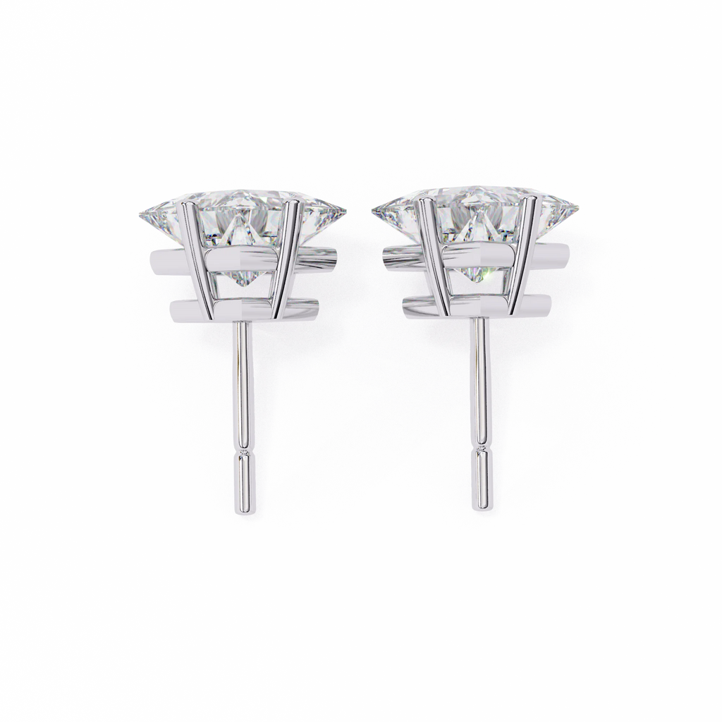 Architectural Princess Cut Diamond Solitaire Studs in 9k/18k Gold