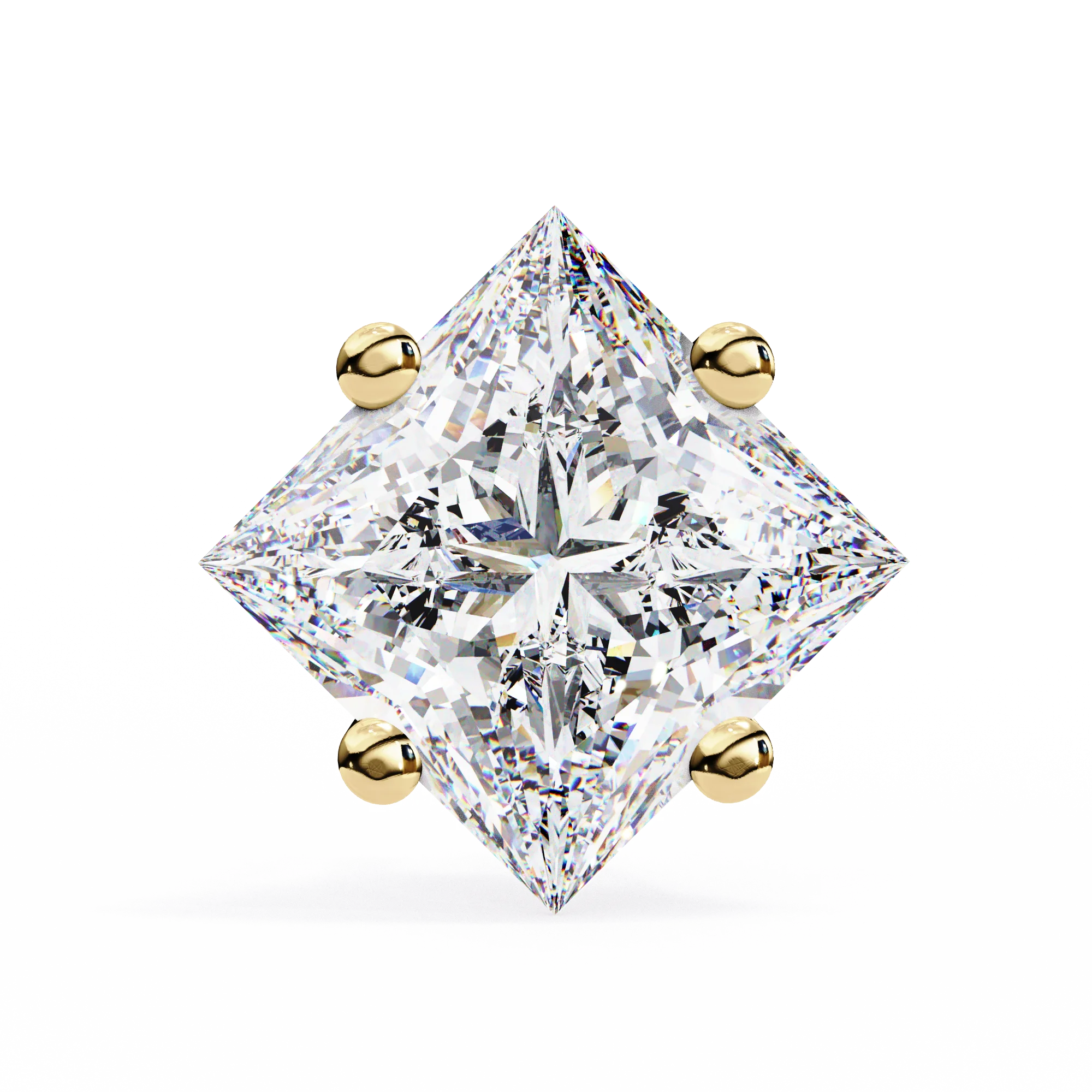 Architectural Princess Cut Diamond Solitaire Studs in 9k/18k Gold