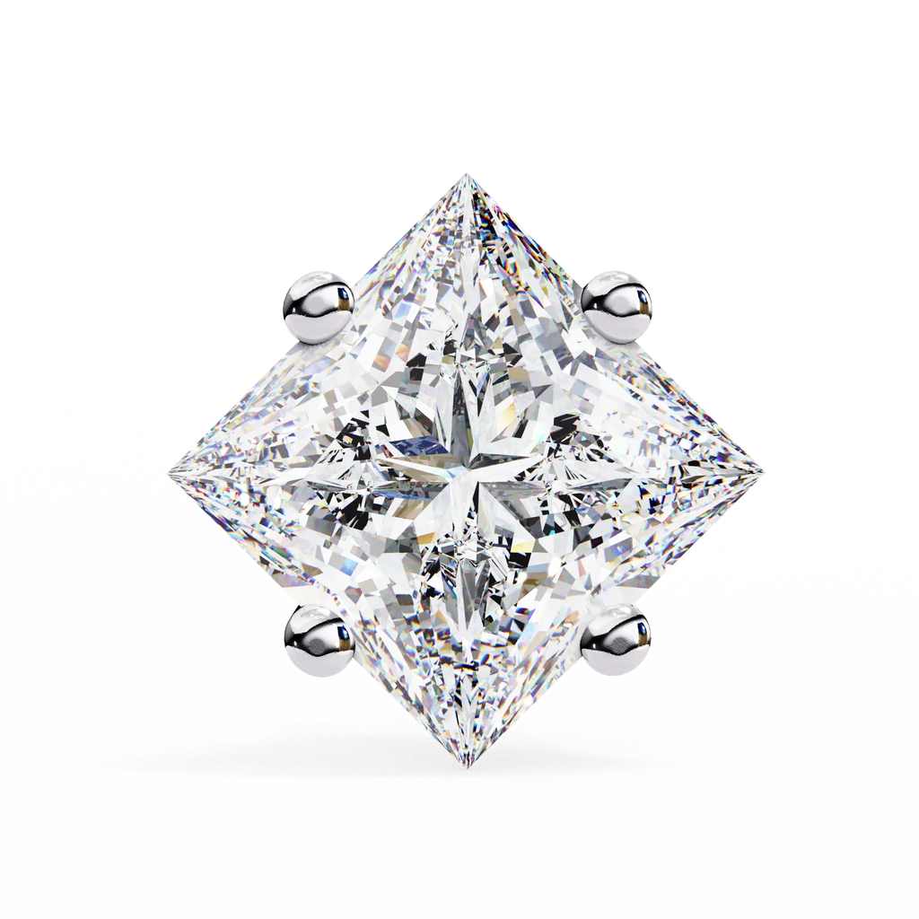 Architectural Princess Cut Diamond Solitaire Studs in 9k/18k Gold
