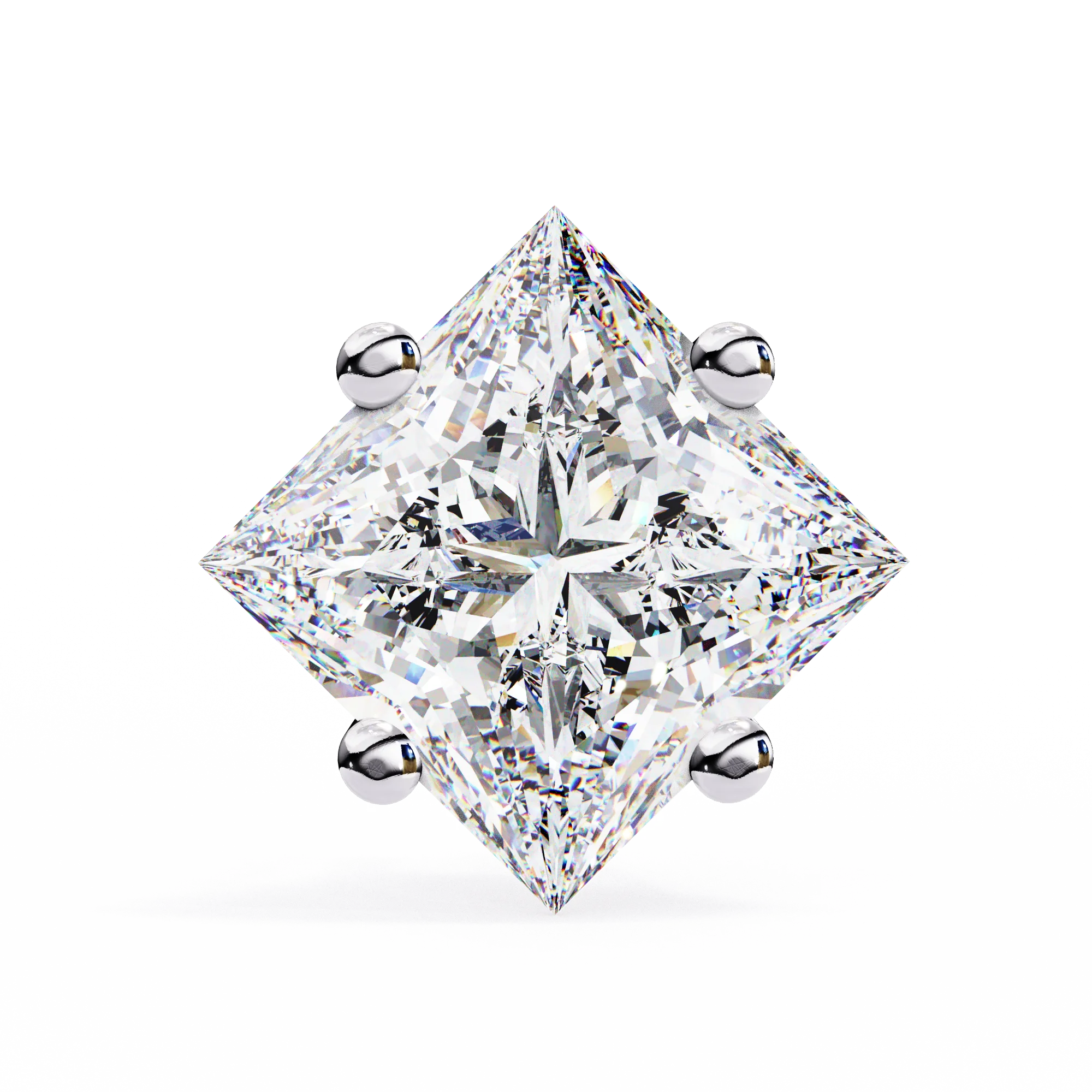 Architectural Princess Cut Diamond Solitaire Studs in 9k/18k Gold