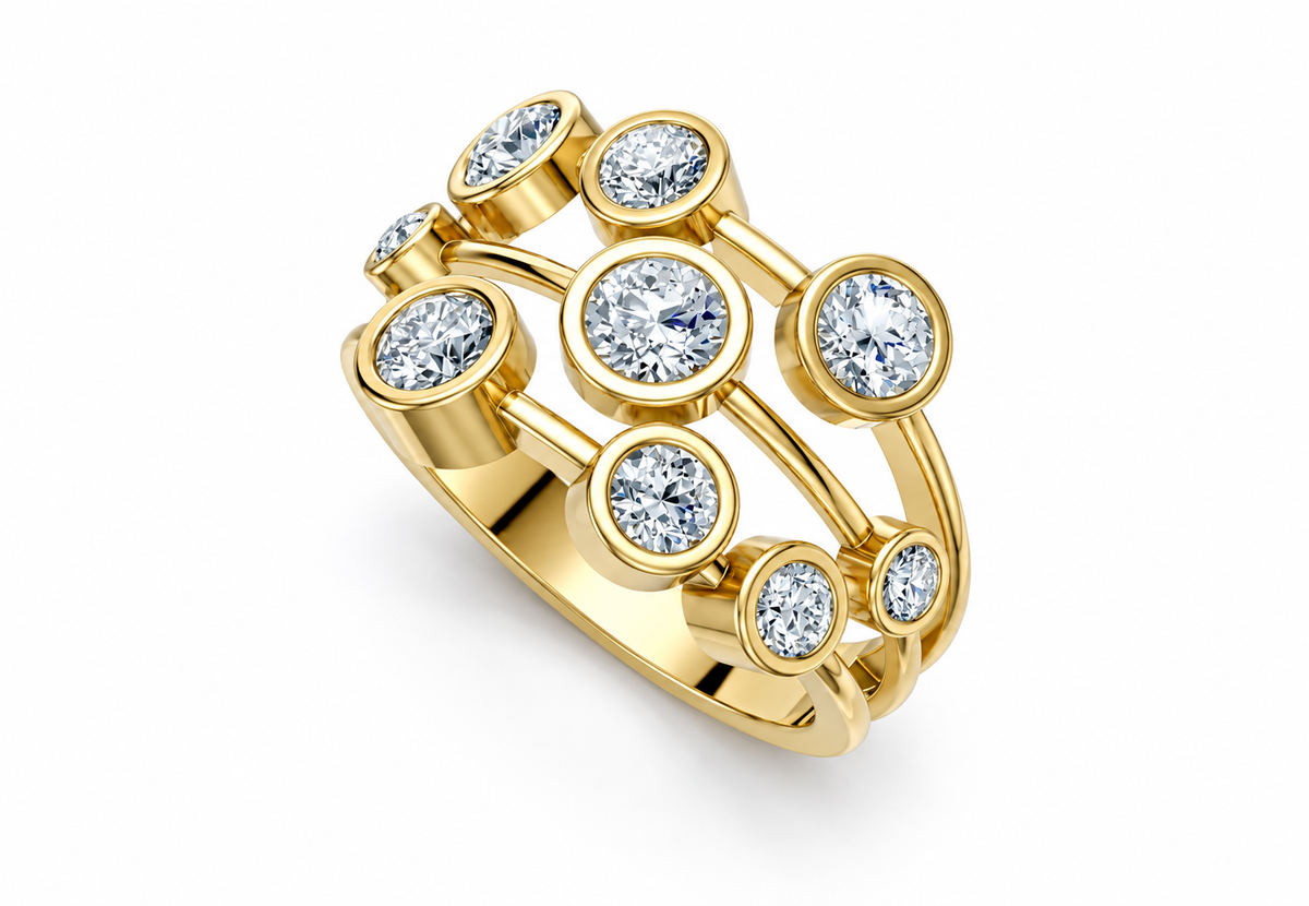 1 Carat Lab Grown Diamond Bubble Ring, IGI Certified