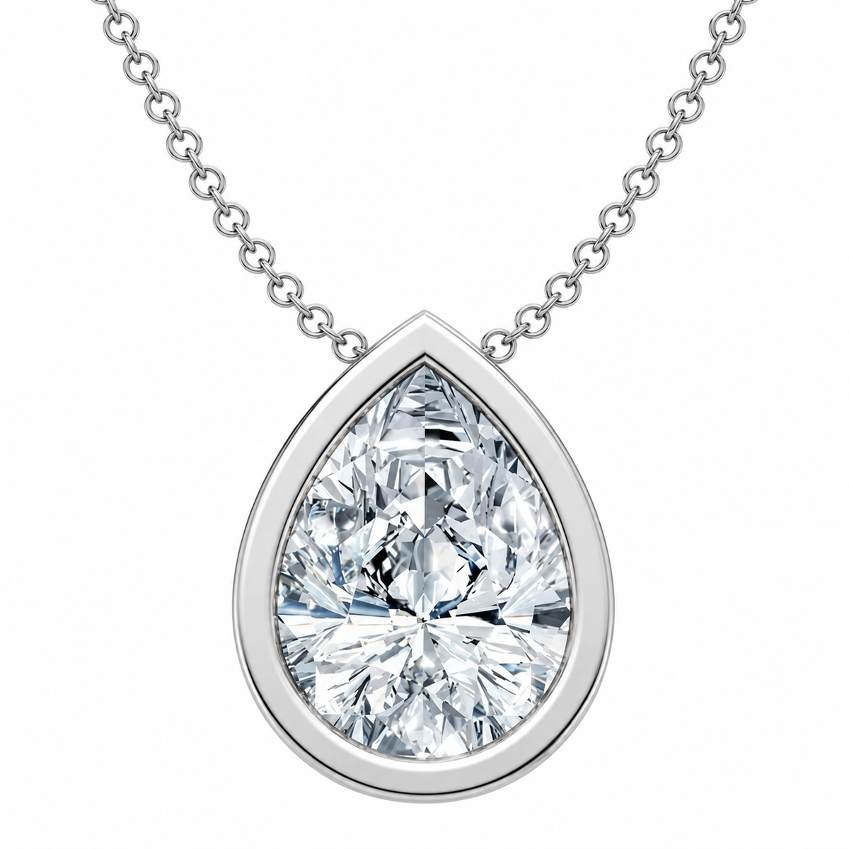 1 Carat Lab Grown Diamond Pear Cut Solitaire Pendant, IGI Certified
