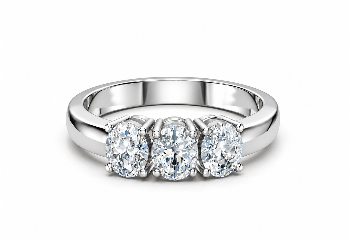 1 Carat Lab Grown Diamond Trilogy Ring, IGI Certified