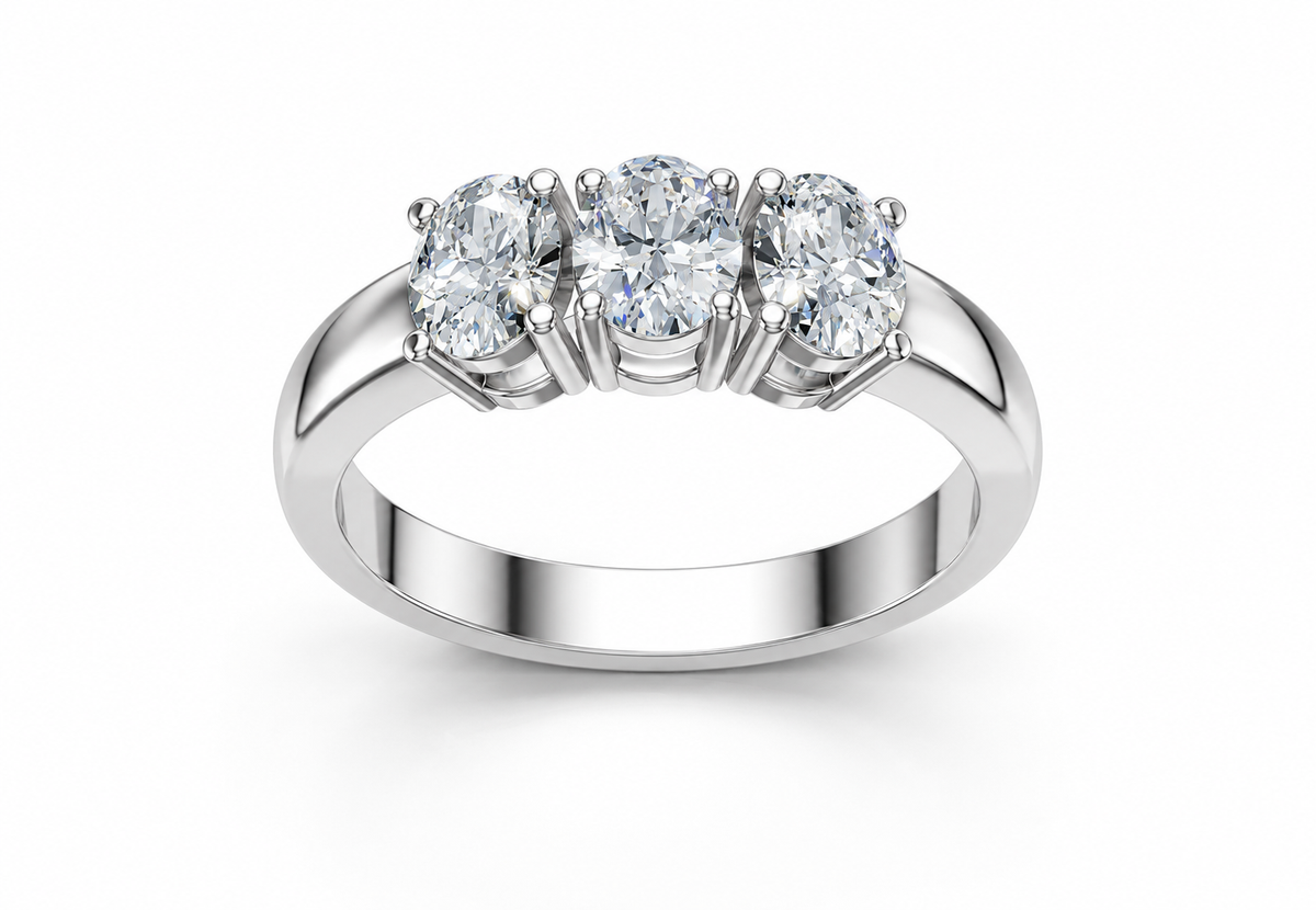 1 Carat Lab Grown Diamond Trilogy Ring, IGI Certified