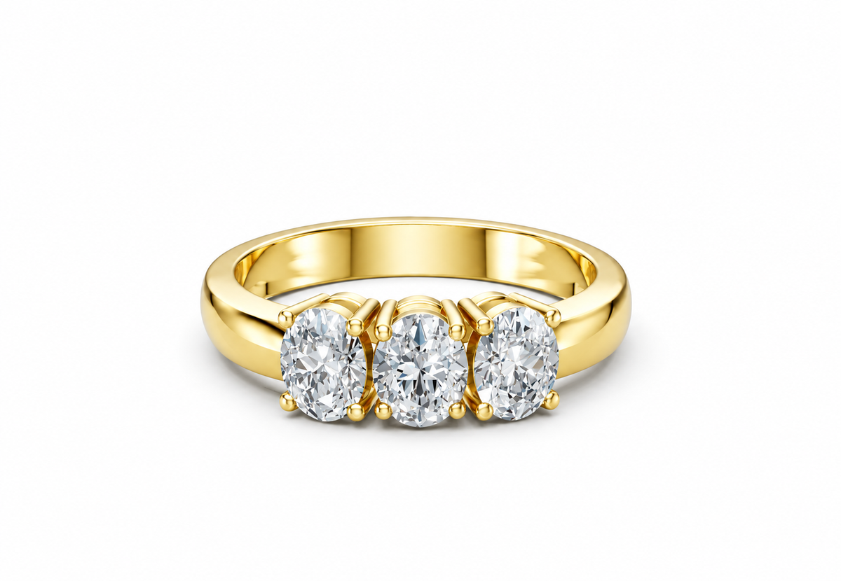 1 Carat Lab Grown Diamond Trilogy Ring, IGI Certified
