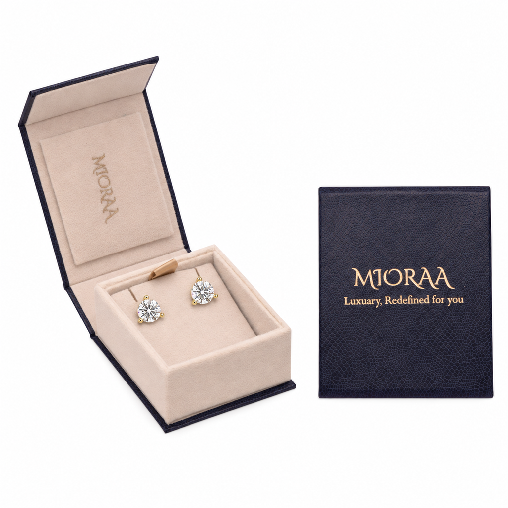 2.50 Carat Lab Grown Diamond Round Solitaire Stud Earrings, IGI Certified