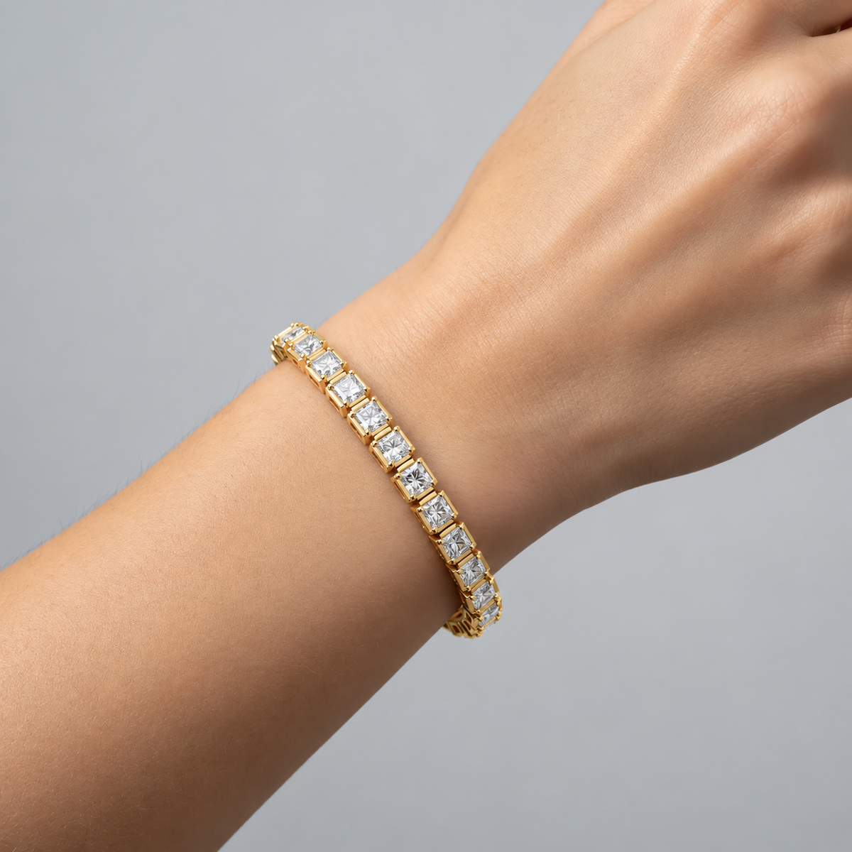 2 Carat Lab Grown Diamond Imperial Princess-Cut Tennis Bracelet, IGI Certified