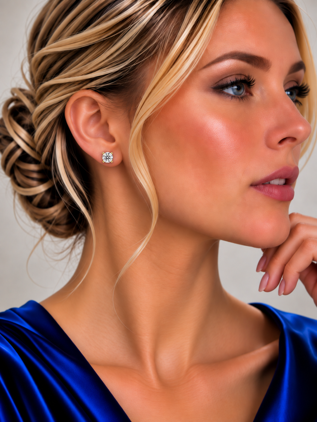 3.00 Carat Lab Grown Diamond Round Halo Stud Earrings, IGI Certified