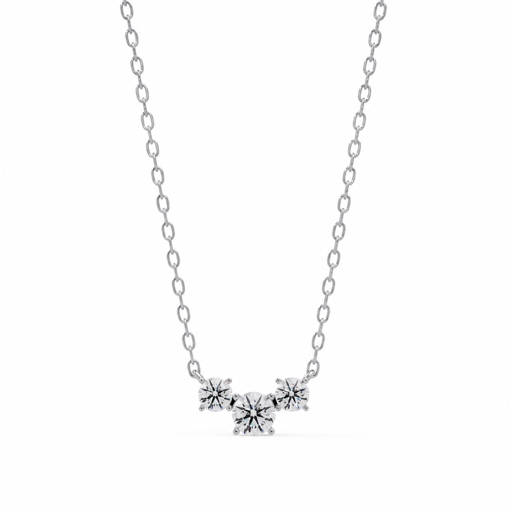 3.26 Carat Lab Grown Diamond Serenity Three-Stone Necklace, IGI Certified