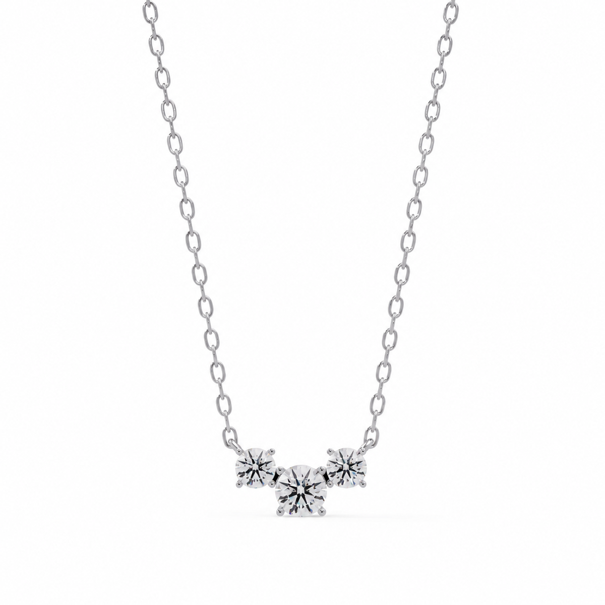 3.26 Carat Lab Grown Diamond Serenity Three-Stone Necklace, IGI Certified