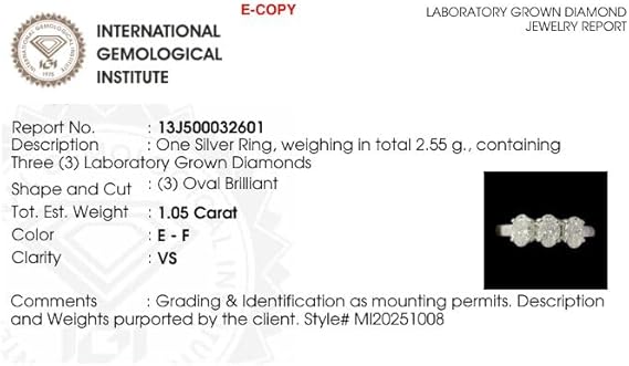 1 Carat Lab Grown Diamond Trilogy Ring
