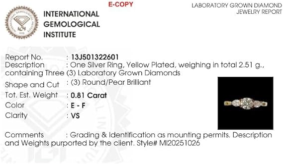 0.75 Carat Lab Grown Diamond Trilogy Ring