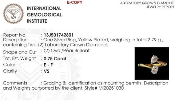 0.75 Carat Lab Grown Diamond Toi et Moi Pear and Oval Ring