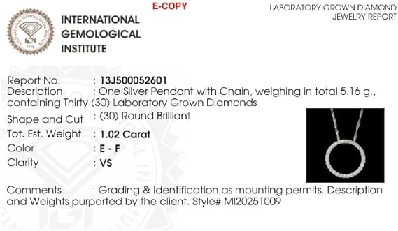 1 Carat Lab Grown Diamond Circle of Life Pendant