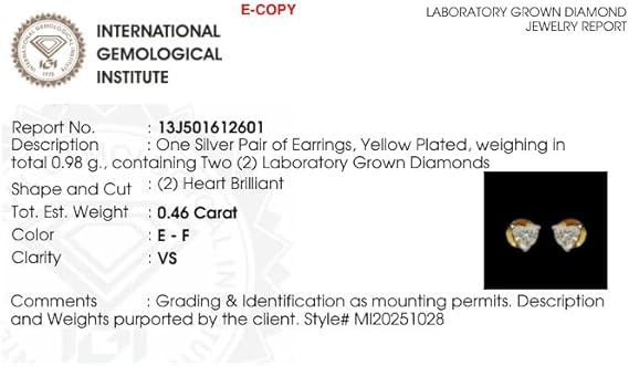 0.50 Carat Lab Grown Diamond Heart Cut Solitaire Earrings