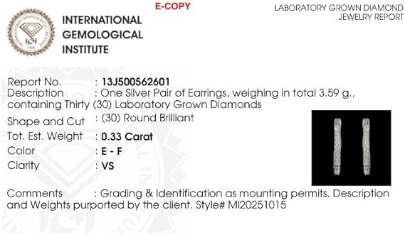 0.33 Carat Lab Grown Diamond Hoop Earring