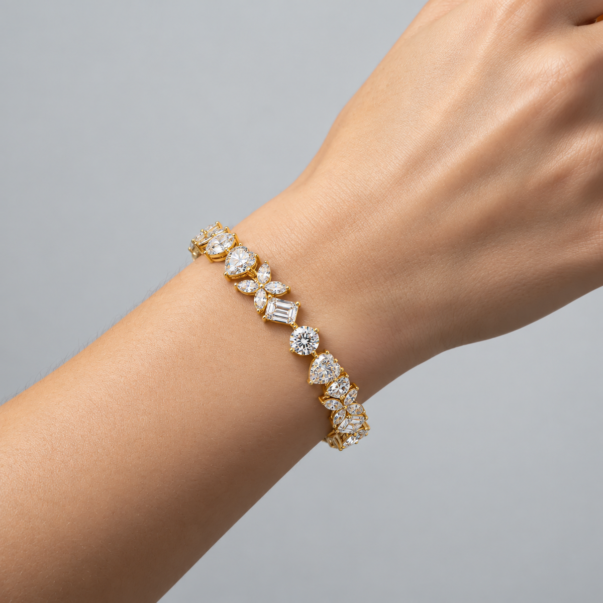 9.43 Carat Lab Grown Diamond Aurelia Multi-Shape Floral Bracelet, IGI Certified