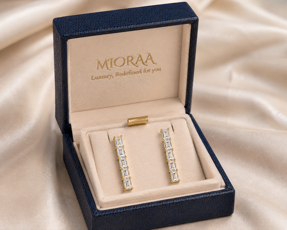 0.75 Carat Lab Grown Diamond Emerald-Cut Linear Drop Earrings, IGI Certified