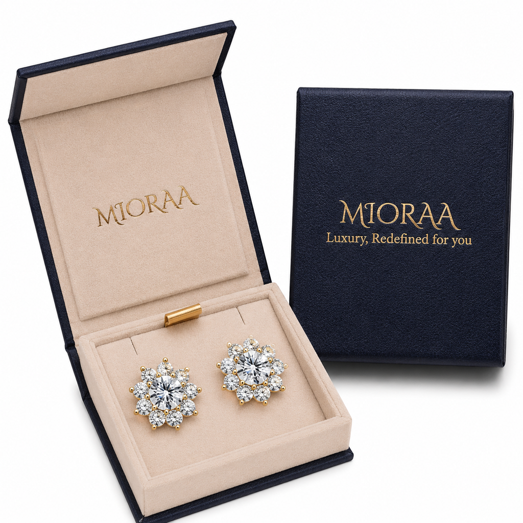 3 Carat Lab Grown Diamond Fleur Round Earrings, IGI Certified