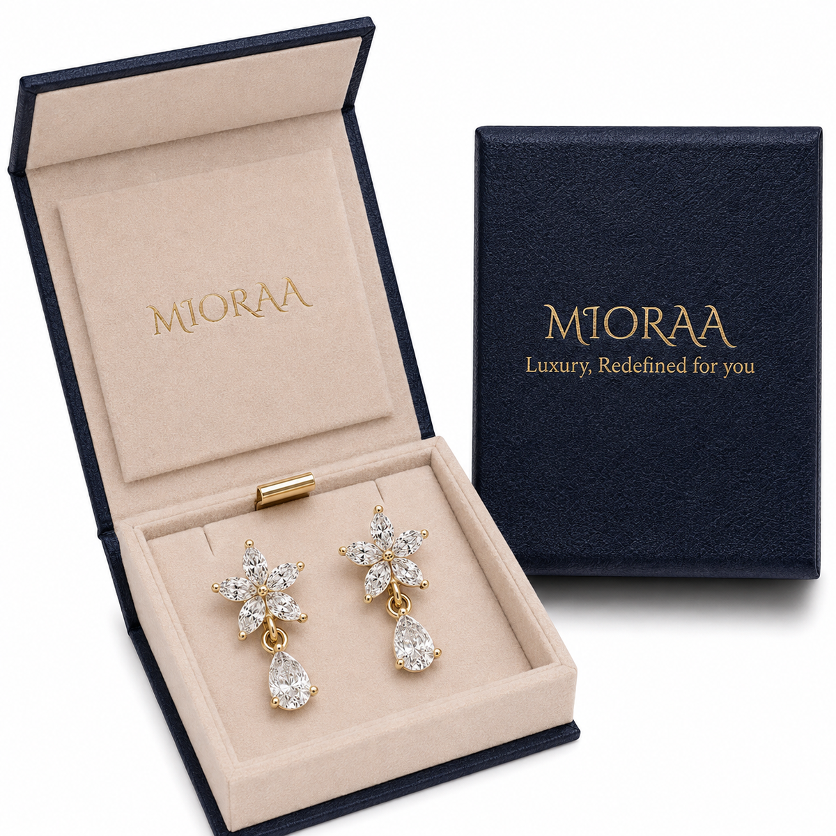 1.75 Carat Lab Grown Diamond Floral Tear Drop Earrings, IGI Certified