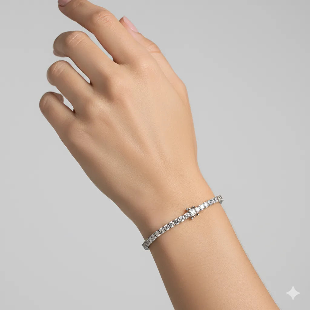 Imperial Princess-Cut Gold Tennis Bracelet – Elite Collection