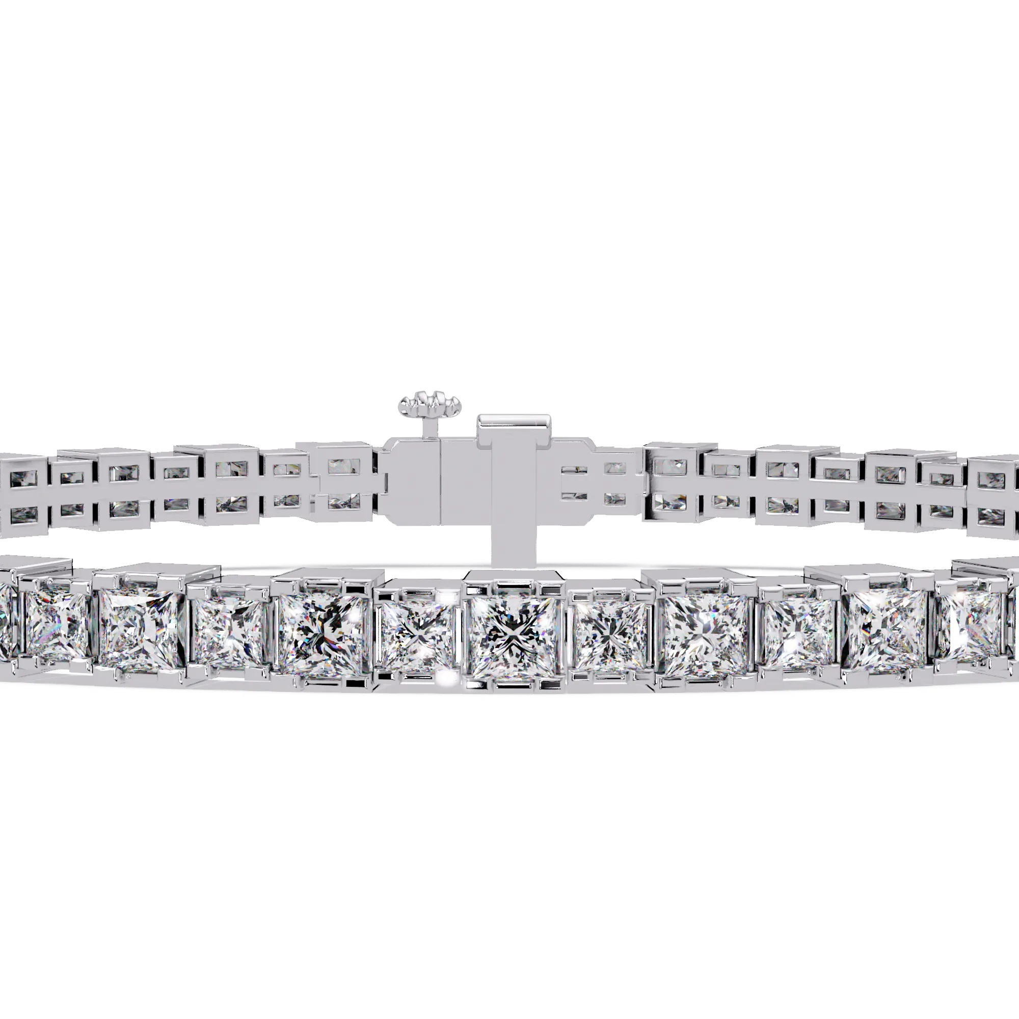 Imperial Princess-Cut Gold Tennis Bracelet – Elite Collection