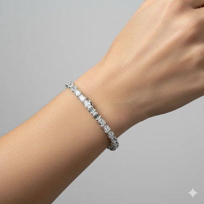 Gold Emerald-Cut Diamond Bracelet – 33 Stone