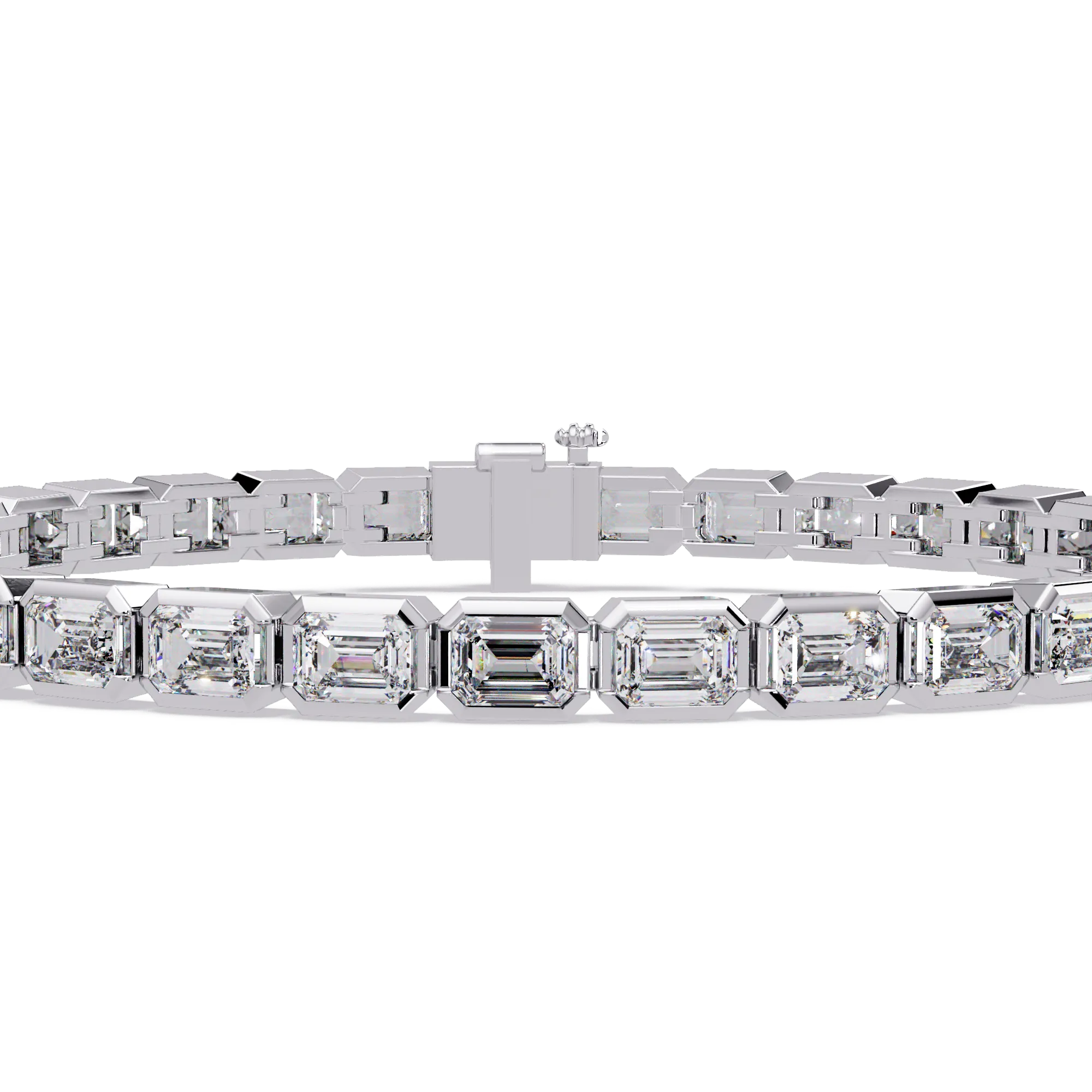 Gold Emerald-Cut Diamond Bracelet – 33 Stone