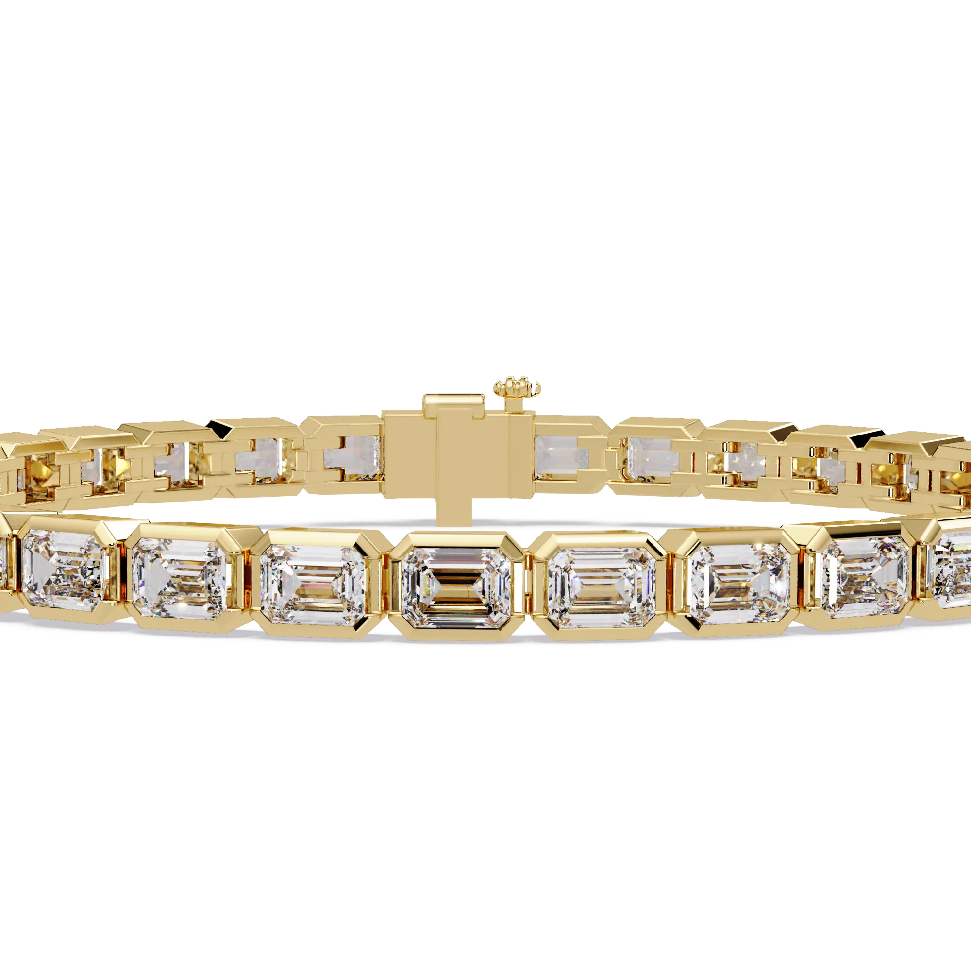 Gold Emerald-Cut Diamond Bracelet – 33 Stone